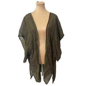 Free People Kimono Cardigan OS  Green Sheer Boho Fairycore Festival Ethereal